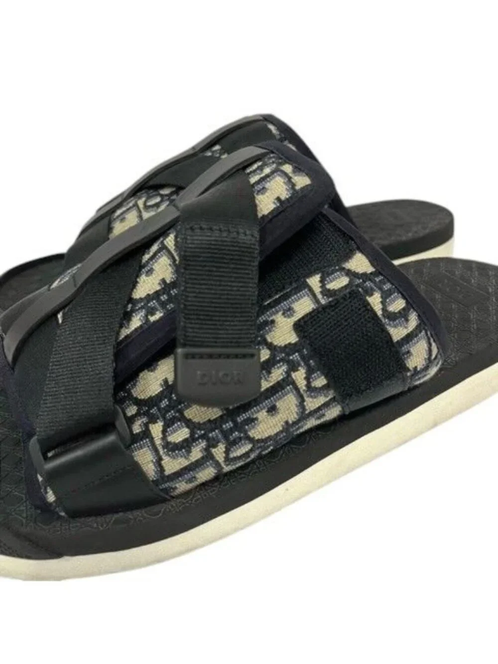 Dior Alpha Sandals Oblique Jacquard Logo 44 Navy Black